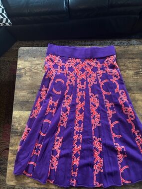 Purple and Red Floral Knit Skater Skirt